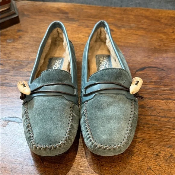 Salvatore Ferragamo Teal Suede Loafers - Picture 1 of 7